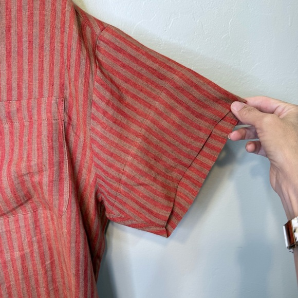 Caron Callahan | Striped Linen Henley Relaxed Midi Shirt Dress - Picture 11 of 16